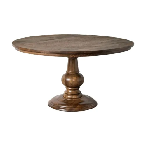 Table à manger ronde bois de manguier massif plateau épais Ixia 150 cm — vue 10