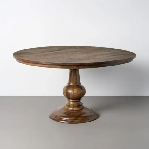 Table à manger ronde bois de manguier massif plateau épais Ixia 150 cm — vue 2