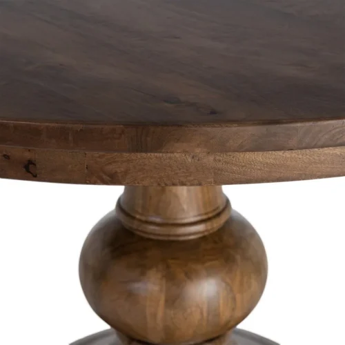 Table à manger ronde bois de manguier massif plateau épais Ixia 150 cm — vue 5