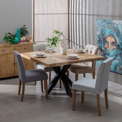 Table à manger carrée bois de manguier noir Ixia 130 cm — vue 2