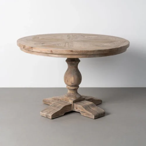 Table à manger ronde bois de pin recyclé Ixia 120 cm