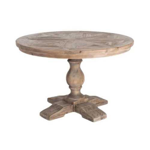Table à manger ronde bois de pin recyclé Ixia 120 cm — vue 9