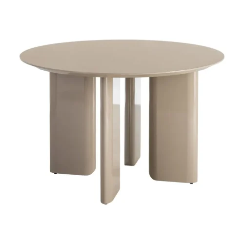 Table à manger ronde laquée taupe brillant Ixia 120 cm — vue 3
