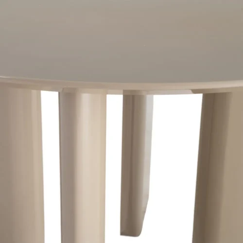 Table à manger ronde laquée taupe brillant Ixia 120 cm — vue 5