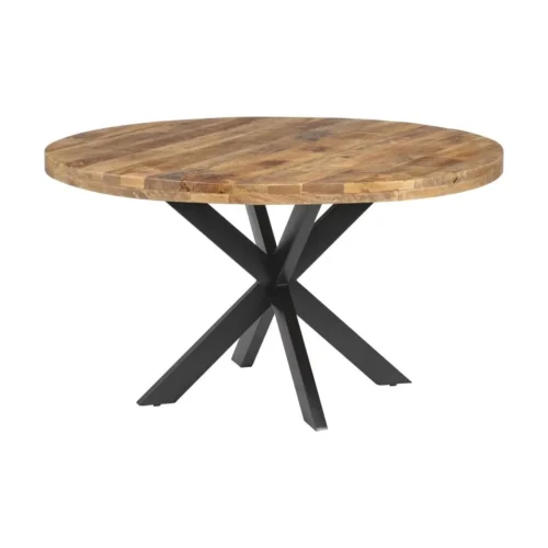 Table à manger ronde pieds massifs bois de manguier noir Ixia 140 cm — vue 2