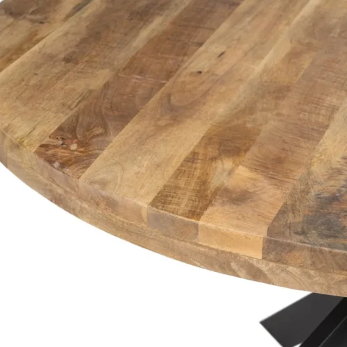 Table à manger ronde pieds massifs bois de manguier noir Ixia 140 cm — vue 3