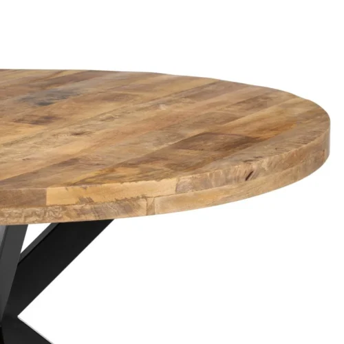 Table à manger ronde pieds massifs bois de manguier noir Ixia 140 cm — vue 4
