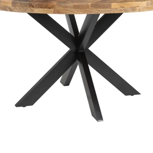 Table à manger ronde pieds massifs bois de manguier noir Ixia 140 cm — vue 6