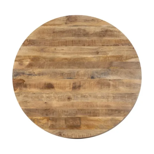 Table à manger ronde pieds massifs bois de manguier noir Ixia 140 cm — vue 7