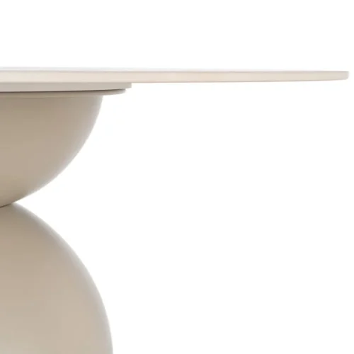 Table à manger ronde pierre frittée effet travertin piètement métal Ixia 120 cm — vue 2