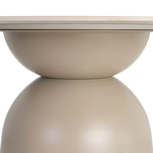 Table à manger ronde pierre frittée effet travertin piètement métal Ixia 120 cm — vue 4