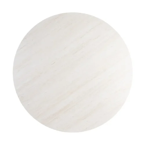 Table à manger ronde pierre frittée effet travertin piètement métal Ixia 120 cm — vue 7