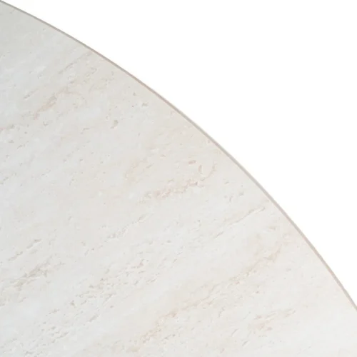 Table à manger ronde pierre frittée effet travertin piètement métal Ixia 120 cm — vue 8