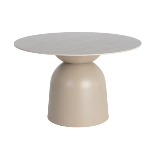 Table à manger ronde pierre frittée effet travertin piètement métal Ixia 120 cm — vue 9