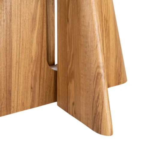 Table à manger ronde plateau céramique blanc piètement bois Ixia 120 cm — vue 5