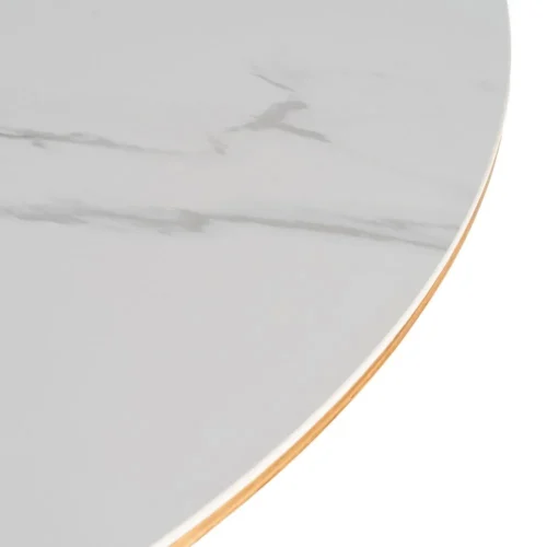 Table à manger ronde plateau céramique blanc piètement bois Ixia 120 cm — vue 6