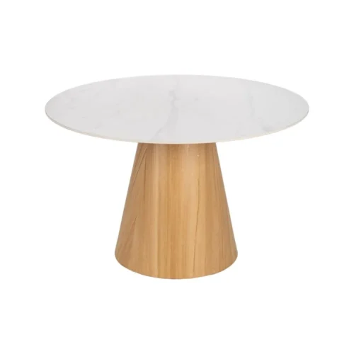 Table à manger ronde plateau céramique effet marbre piètement métal Ixia 120 cm — vue 2
