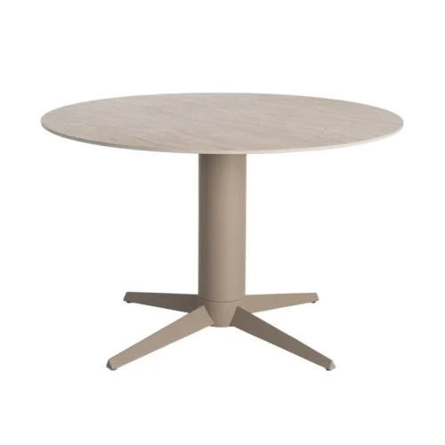 Table à manger ronde plateau céramique effet travertin beige Ixia 120 cm — vue 10