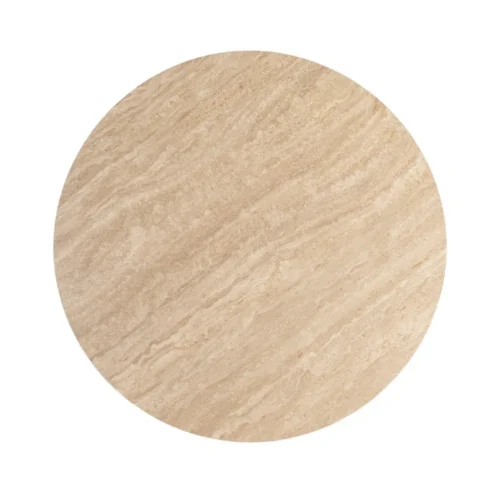Table à manger ronde plateau céramique effet travertin beige Ixia 120 cm — vue 9