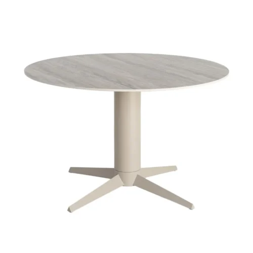 Table à manger ronde plateau céramique effet travertin gris Ixia 120 cm — vue 10