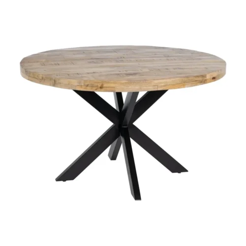 Table à manger ronde plateau épais bois de manguier noir Ixia 130 cm — vue 3