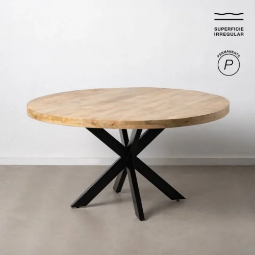 Table à manger ronde plateau épais bois de manguier noir Ixia 150 cm