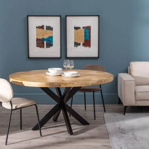 Table à manger ronde plateau épais bois de manguier noir Ixia 150 cm — vue 2