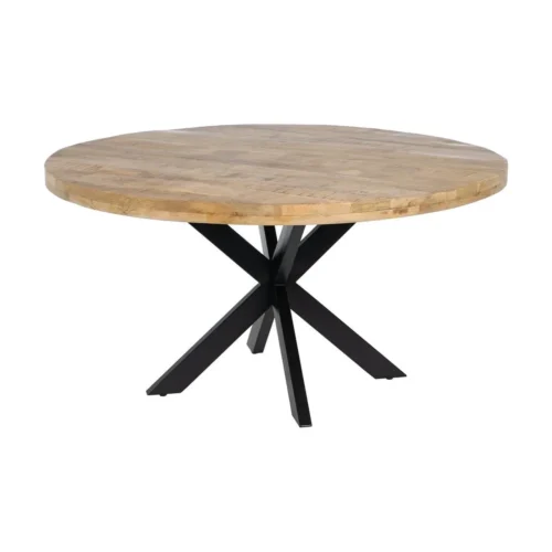 Table à manger ronde plateau épais bois de manguier noir Ixia 150 cm — vue 3