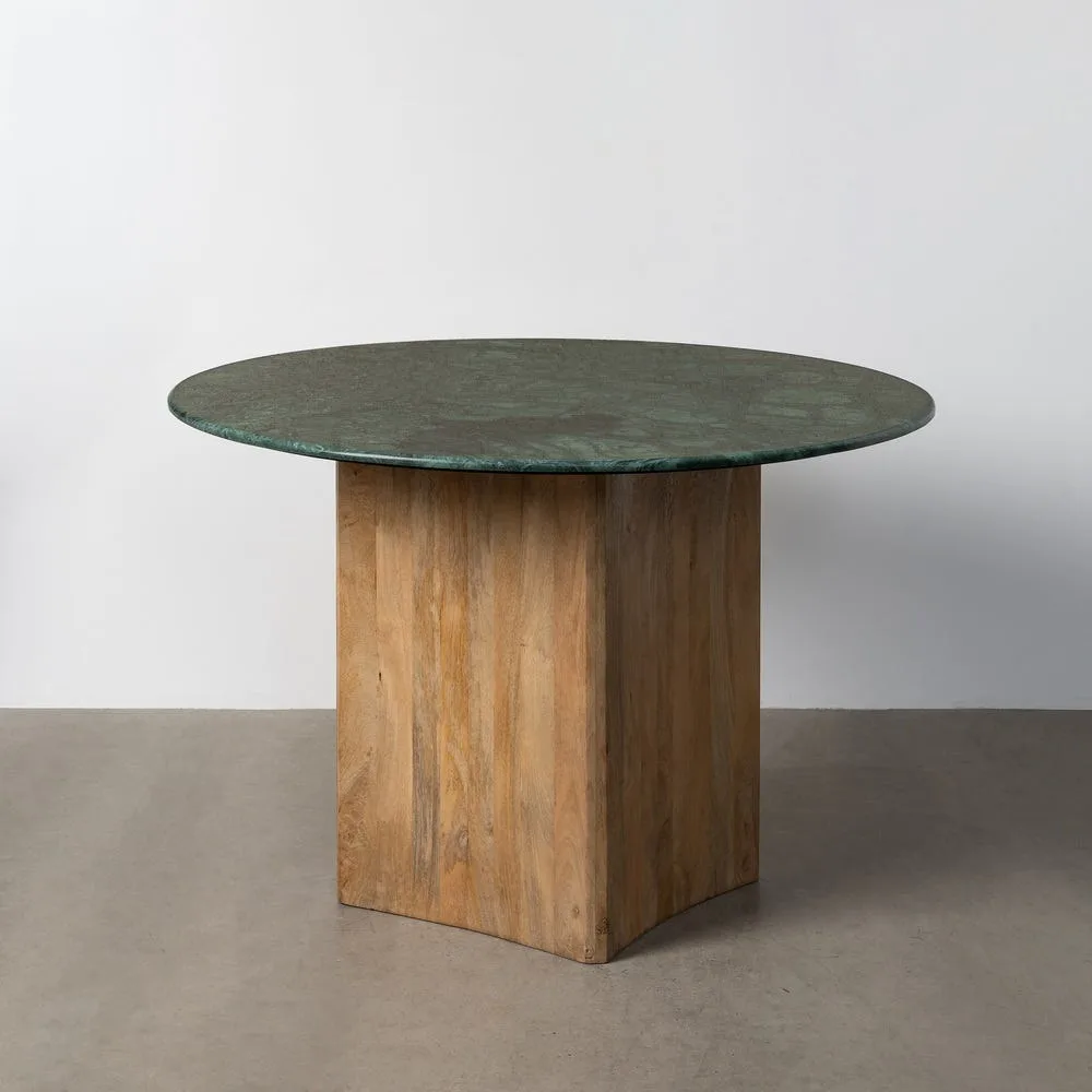 Table à manger ronde plateau marbre vert Ixia 115 cm