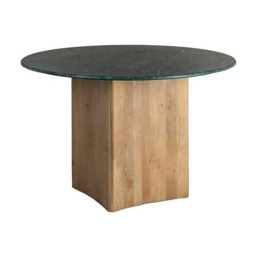 Table à manger ronde plateau marbre vert Ixia 115 cm — vue 2