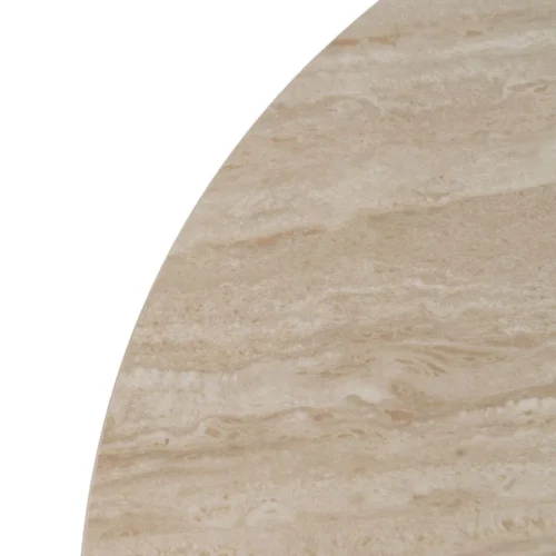Table à manger ronde plateau pierre frittée beige Ixia 90 cm — vue 3