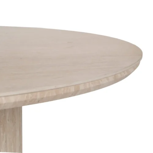 Table à manger ronde plateau pierre frittée beige Ixia 90 cm — vue 5