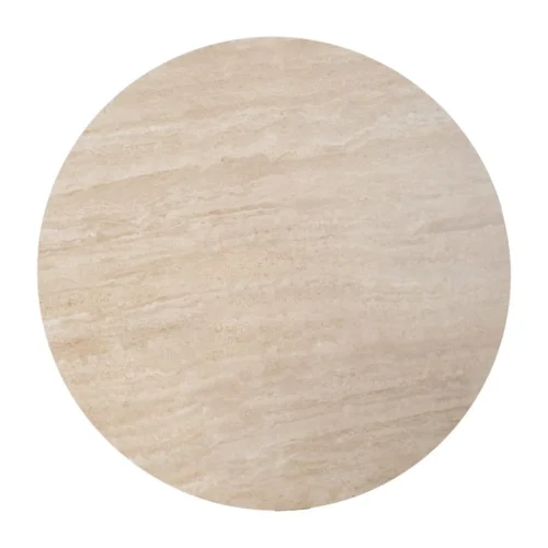 Table à manger ronde plateau pierre frittée beige Ixia 90 cm — vue 7