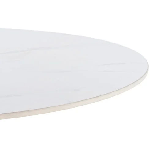 Table à manger ronde plateau pierre frittée blanc piètement métal Ixia 100 cm — vue 3