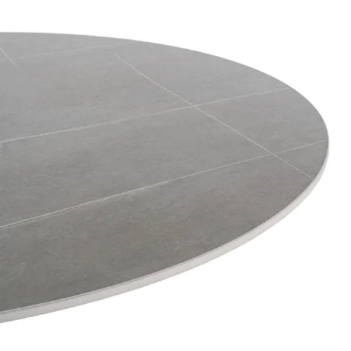 Table à manger ronde plateau pierre frittée gris piètement métal Ixia 100 cm — vue 3