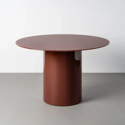 Table à manger ronde plateau verre trempé piètement massif Ixia 120 cm