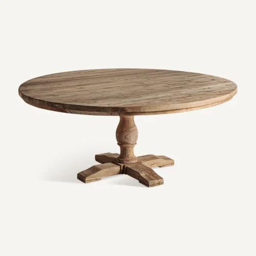 Table à manger Gyor teck recyclé marron clair Vical Home — vue 2