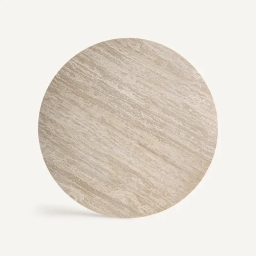 Table à manger Laize travertin beige et or vieilli Vical Home — vue 3