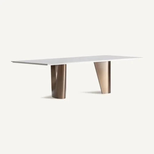 Table à manger Ledat pierre frittée blanc cassé Vical Home — vue 2