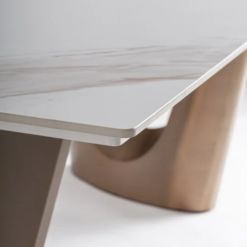 Table à manger Ledat pierre frittée blanc cassé Vical Home — vue 3