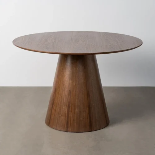 Table à manger marron finition bois ronde Ixia 120 cm