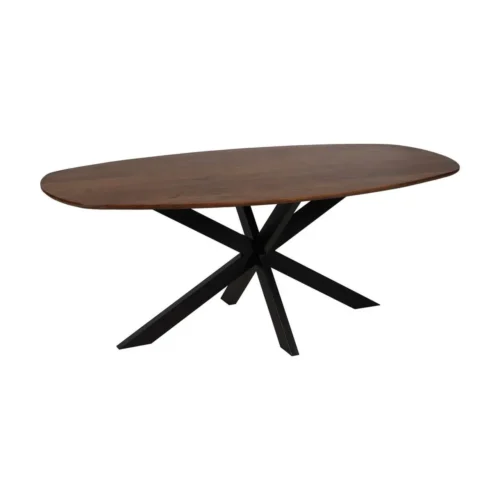 Table à manger ovale bois de manguier piètement métal Ixia 200 cm — vue 3