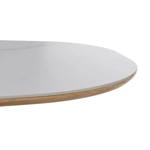 Table à manger ovale plateau céramique effet marbre blanc-naturel Ixia 180 cm — vue 4