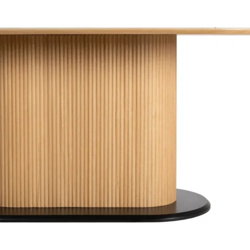 Table à manger ovale plateau céramique effet marbre piètement large Ixia 180 cm — vue 4