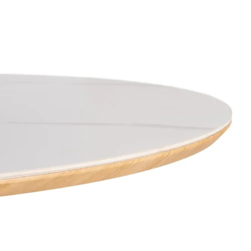 Table à manger ovale plateau céramique effet marbre piètement large Ixia 180 cm — vue 7