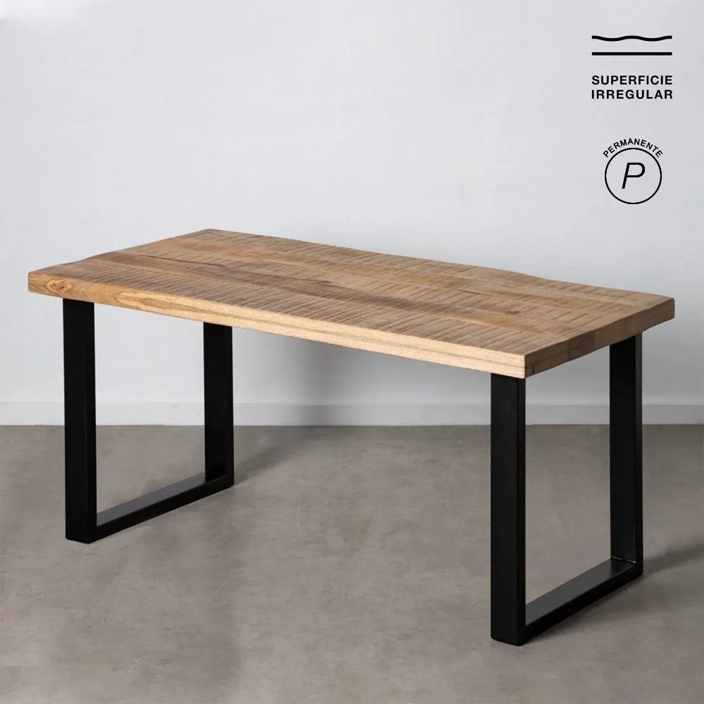 Table à manger rectangulaire plateau épais bois de manguier noir Ixia 160 x 80 cm