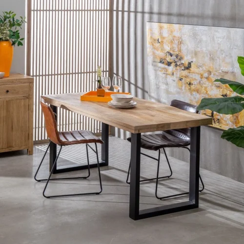 Table à manger rectangulaire plateau épais bois de manguier noir Ixia 160 x 80 cm — vue 2
