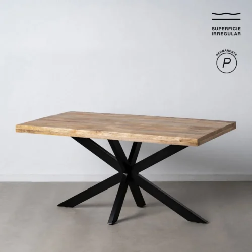 Table à manger rectangulaire plateau épais bois de manguier noir Ixia 160 x 90 cm