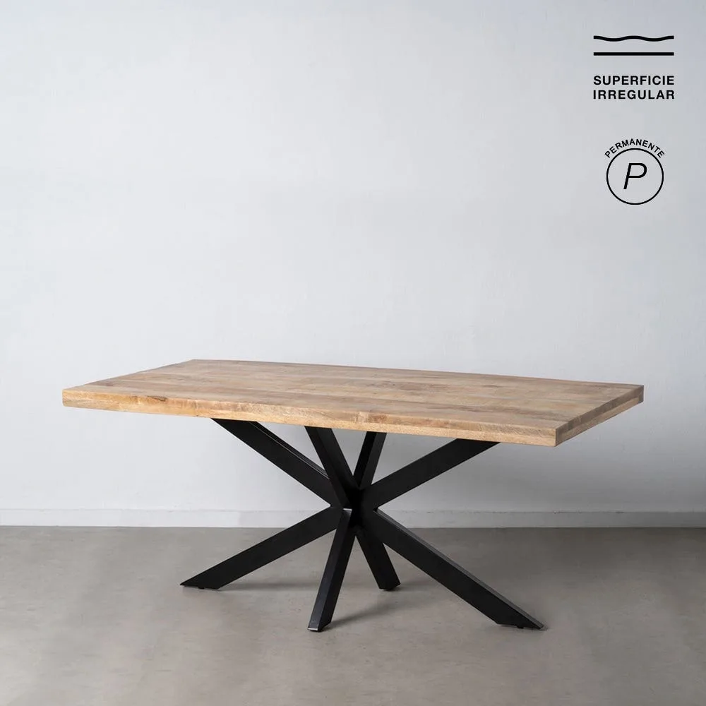 Table à manger rectangulaire plateau épais bois de manguier noir Ixia 180 cm