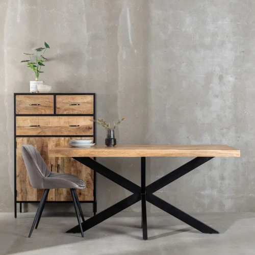 Table à manger rectangulaire plateau épais bois de manguier noir Ixia 180 cm — vue 9